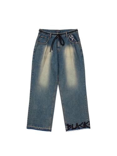 Ankle Sprayed Logo Key Ring Denim Pants [Vintage Blue] - BLACKBLOND - Modalova