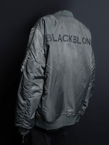 Ripped Custom Sprayed Logo Bomber Jacket [Khaki] - BLACKBLOND - Modalova