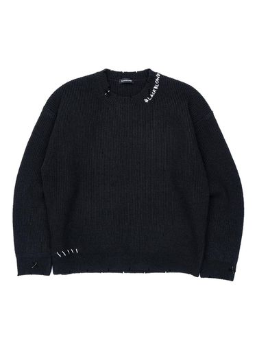 Hand-stitched Logo Ripped Sweater [Black] - BLACKBLOND - Modalova