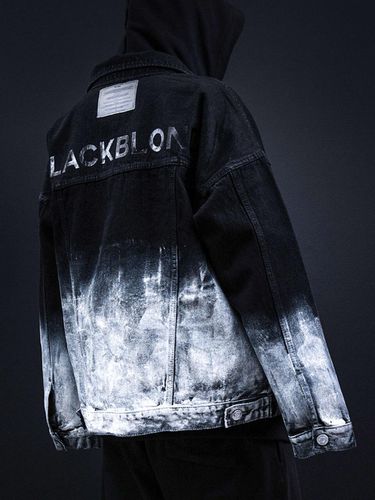 Smoke Painted Custom Denim Jacket [Black] - BLACKBLOND - Modalova