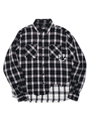 Classic Smile Logo Layered Check Shirt [Black] - BLACKBLOND - Modalova