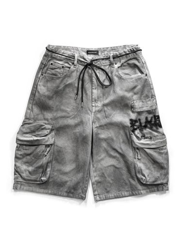 Graffiti Logo Dirty Washing Cargo Shorts [Vintage Gray] - BLACKBLOND - Modalova