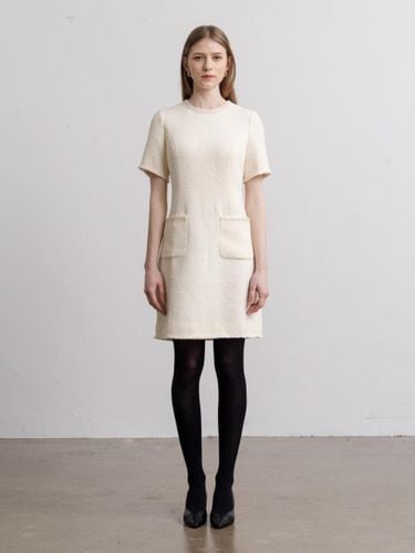 Tweed Mid Length Sophisticated Dress [Beige] - TRIMMED - Modalova