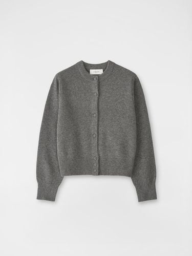 Fur Round Neck Middle-Crop Cardigan [Charcoal] - JRIUM - Modalova