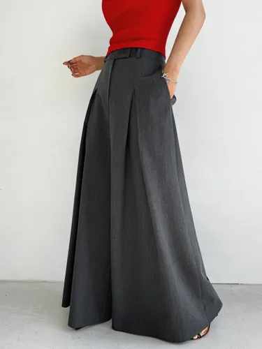 Inverted Pleats Wide Wrinkle-Resistant Slacks - MOONT - Modalova