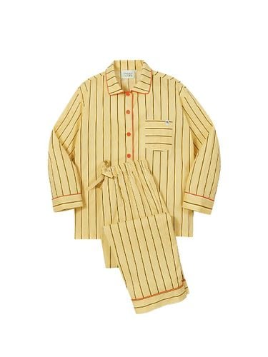 Cotton Adjustable Drawstring Pajama Set [Buttery Yellow/Coco Brown] - SnappyCuddle - Modalova