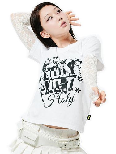 Dynamic Holy Stars Slim-fit Graphic T-shirt [Beige] - HOLY NUMBER 7 - Modalova