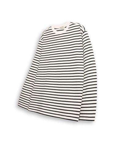 Oz Heavyweight Cotton Stripe Long Sleeve T-shirt [Ivory] - THESTORI - Modalova