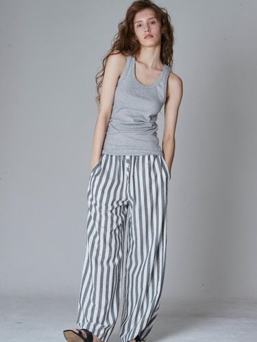 Stripe Cotton Straight Pants - thehausryoo - Modalova