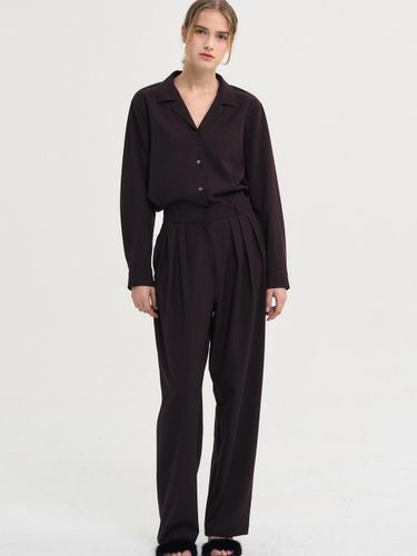 Modern Tencel Pants [Burgandy] - SORRY TOO MUCH LOVE - Modalova