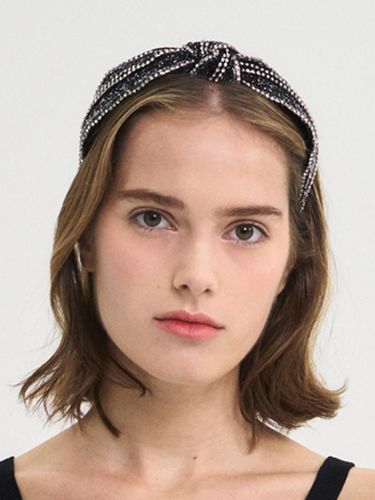 Ribbon Bandana Gem Stone Hairband [Silver] - SORRY TOO MUCH LOVE - Modalova