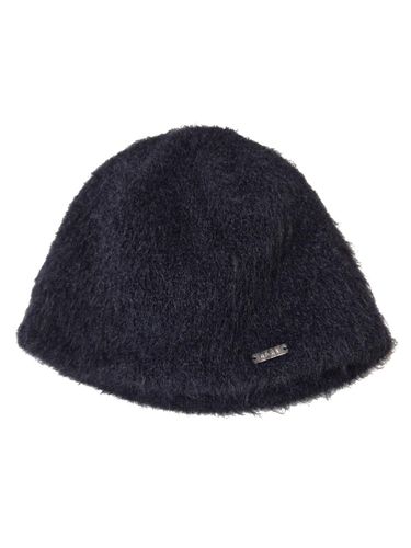 Metal Logo Fur Wool Beanie [BLACK] - runningHIGH - Modalova