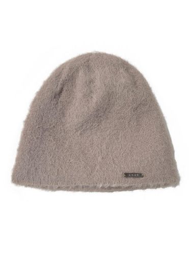 Metal Logo Fur Wool Blend Beanie [BROWN] - runningHIGH - Modalova