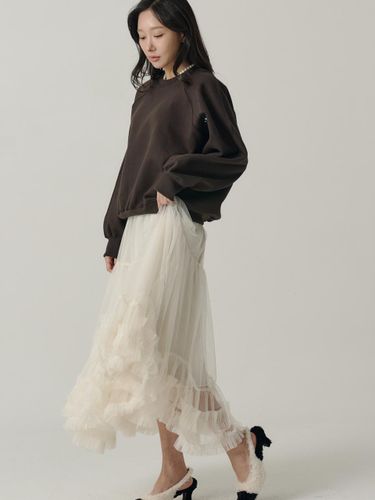 Sheer Bottom Frill Long Skirt [Cream] - SORRY TOO MUCH LOVE - Modalova