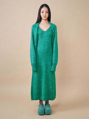 Long Cropped Cardigan Set Knit Dress (LKOPW123J01) - Lapli - Modalova