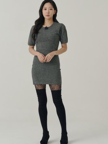 Knit Mini Dress [Charcoal] - SORRY TOO MUCH LOVE - Modalova