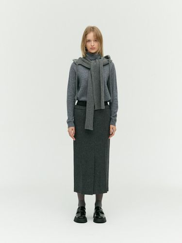 Wool H-Line Dark Grey Skirt (EMOBWSK020) - E.B.M (Edition by Michaa) - Modalova