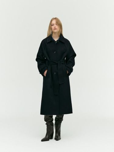 Belted Wool Blend Long Timeless Coat (EMOBHHH040) - E.B.M (Edition by Michaa) - Modalova