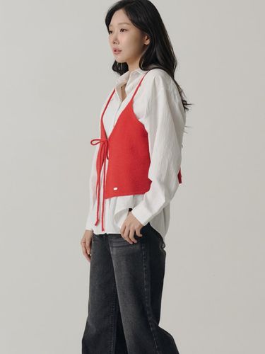 String Layered Adjustable Knit Vest [RED] - SORRY TOO MUCH LOVE - Modalova