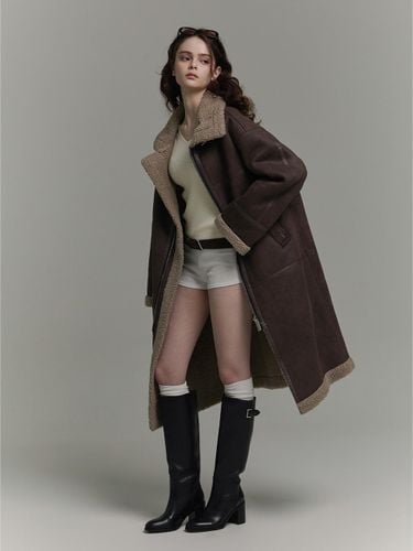 Oversized High-Neck Long Polyester Coat [Mustang Brown] - vivibow - Modalova