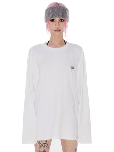 Oversized Dynamic Logo Cotton Long Sleeve T-shirt [Beige] - HOLY NUMBER 7 - Modalova