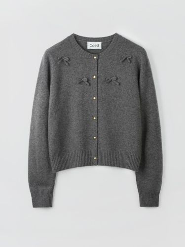 Gold Button Ribbon Wool Cardigan [Grey] - Coett - Modalova