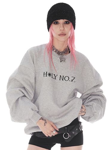 Oversized Hip Hop Logo Lettering Sweatshirt [Gray] - HOLY NUMBER 7 - Modalova