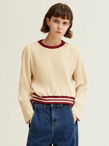 Color Block Baseball Fleece-Lined Sweatshirt [Brown Beige] (LPTSW123004) - Lapli - Modalova