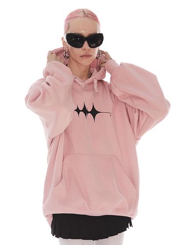 Oversized Hip Hop Fit Cotton Blend Hoodie [Pink] - HOLY NUMBER 7 - Modalova