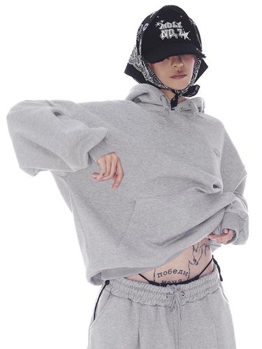 Oversized Hip Hop Steel Emblem Hoodie [Gray] - HOLY NUMBER 7 - Modalova