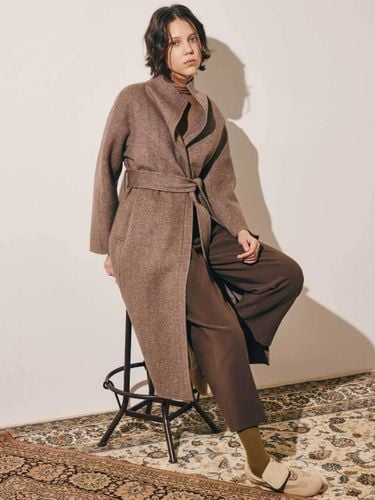 High-neck Handmade Wool-blend Long Coat - MIbyY - Modalova