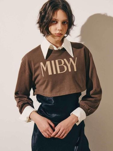 Logo Patch Bio-washed Cotton Cropped Sweatshirt [DARK GREEN] - MIbyY - Modalova