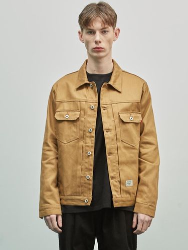 Premium Cotton High-Density Twill Trucker Jacket [Brown] - THESTORI - Modalova