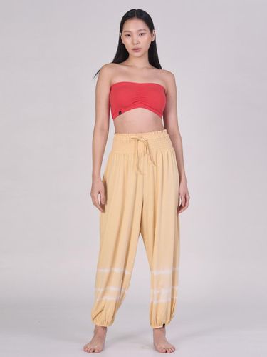 Tie-dye String Smocking Relaxed Fit Pants [Buttery Yellow] (OZPG6029) - ozez - Modalova