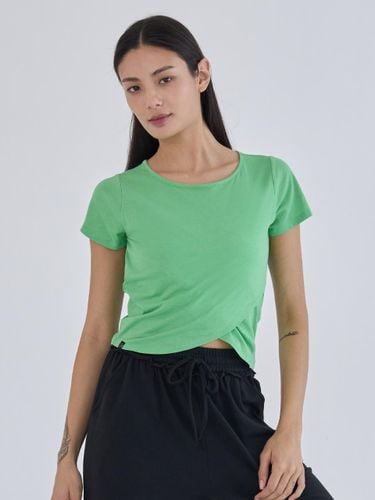 Cotton Blend Tulip Short Sleeve Top [Green] (OZTS1173) - ozez - Modalova