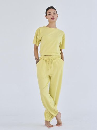 Frill Modal Regular Fit Jogger Pants [Yellow] (OZPG6023) - ozez - Modalova