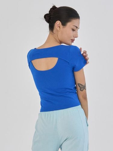 Back Keyhole Short Sleeve Slim Fit Camisole [Blue] (OZTI4027) - ozez - Modalova