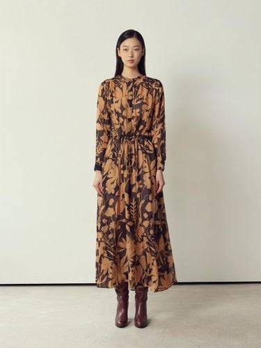 Silk Floral Henley Maxi Dress [Camel] - Mare di mari - Modalova