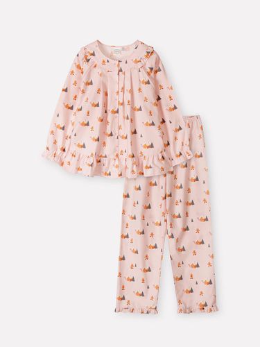 Cotton Flannel Long Sleeve Regular Fit Pajama Set [Pink] (E117) - orcite - Modalova