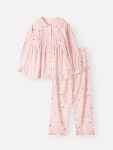 Cotton Flannel Long Sleeve Pajama Set [Sky Blue] (E029) - orcite - Modalova