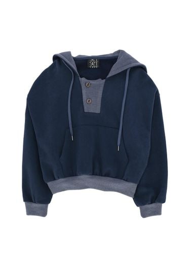 Cotton Thick Fleece Hoodie [Blue] - SETSETSET - Modalova