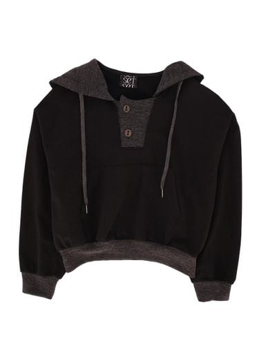 Thick Fleece Cotton Hoodie [BLACK] - SETSETSET - Modalova