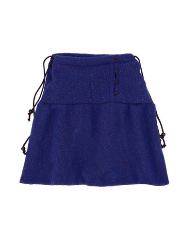 Wood Button Wool Blend Midi Flare Skirt [Blue] - SETSETSET - Modalova