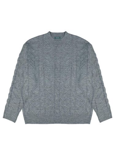 V-neck Cable Semi-overfit Sweater [Gray] (KT023) - ALL CLASSIC - Modalova