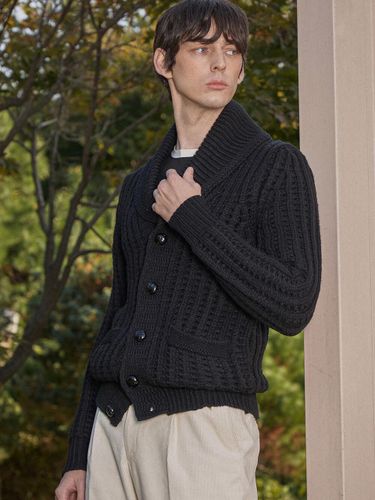 Wool Shawl Collar Cardigan [Black] (CA008) - ALL CLASSIC - Modalova