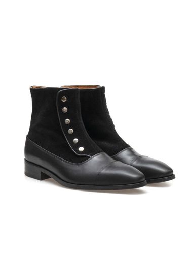 Italian Leather Button Straight Tip Boots [Black] (ALC140) - ALL CLASSIC - Modalova