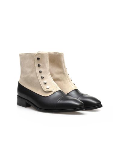 Italian Leather Button Straight Tip Boots [Ivory] (ALC140) - ALL CLASSIC - Modalova