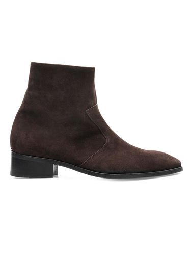 Western Suede Adjustable Heel Boots [Black/Dark Brown] (ALC139) - ALL CLASSIC - Modalova