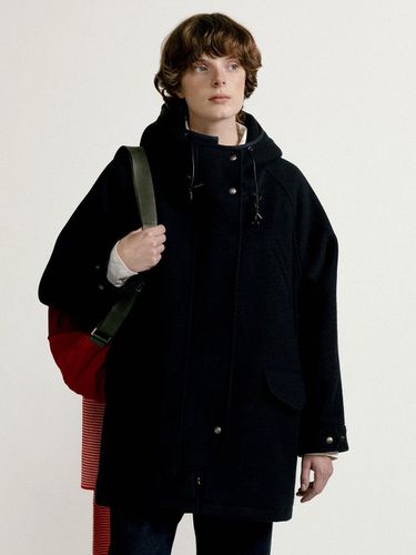 Wool Blend Insulated Hoodie Parka [Dark Navy] - NOTHING WRITTEN - Modalova