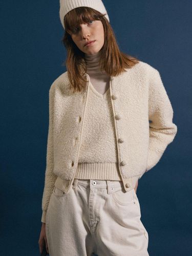 Cropped Textured Wool Blend Cardigan [Beige] - NOTHING WRITTEN - Modalova